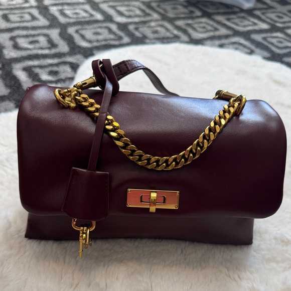 Charles & Keith Burgundy Shoulder Bag with Gold Chain - Picture 1 of 14